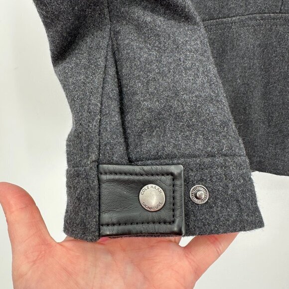 Cole Haan Mens Charcoal Gray Melton Wool Lined Trucker Medium Outdoor Jacket - Picture 6 of 11
